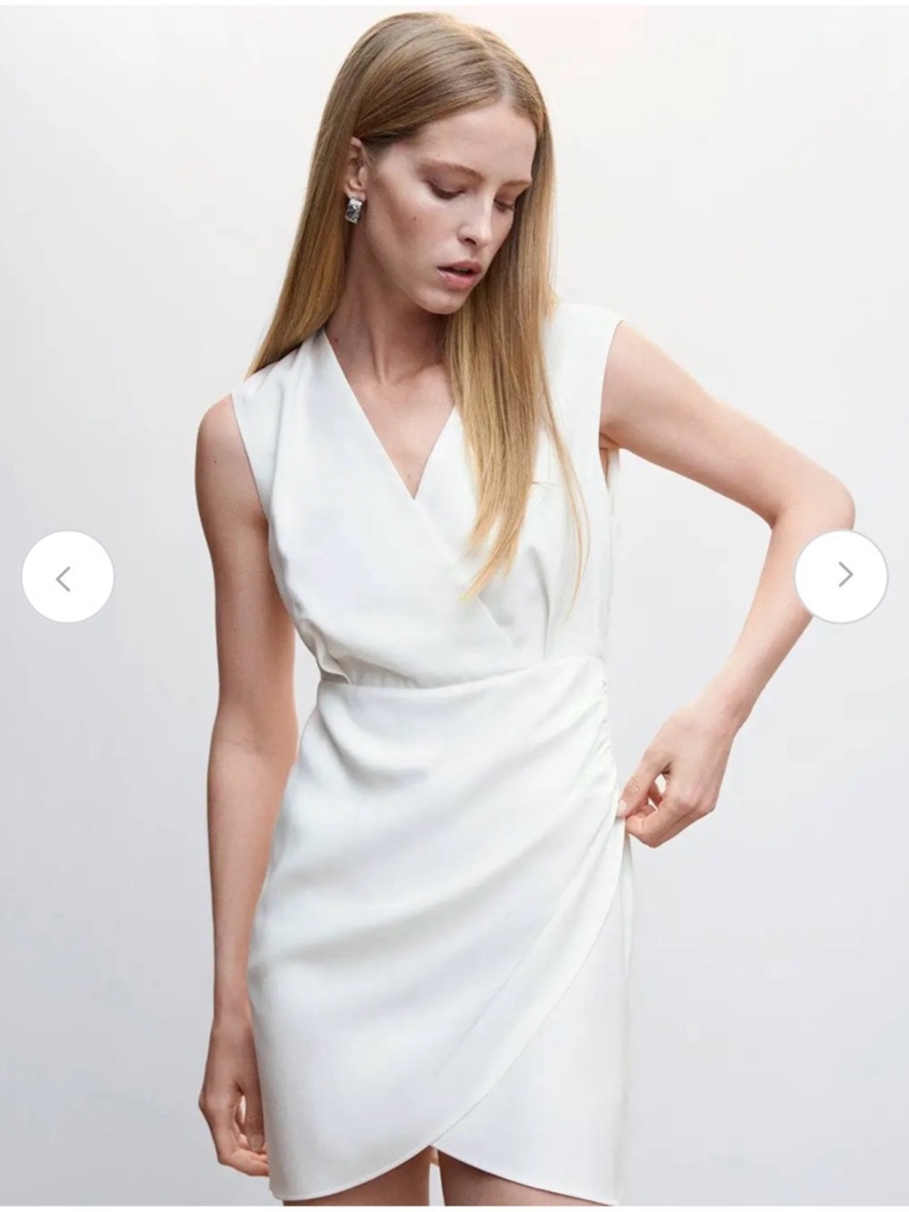 NWT MANGO Women Wrap Mini Dress white Sz XL